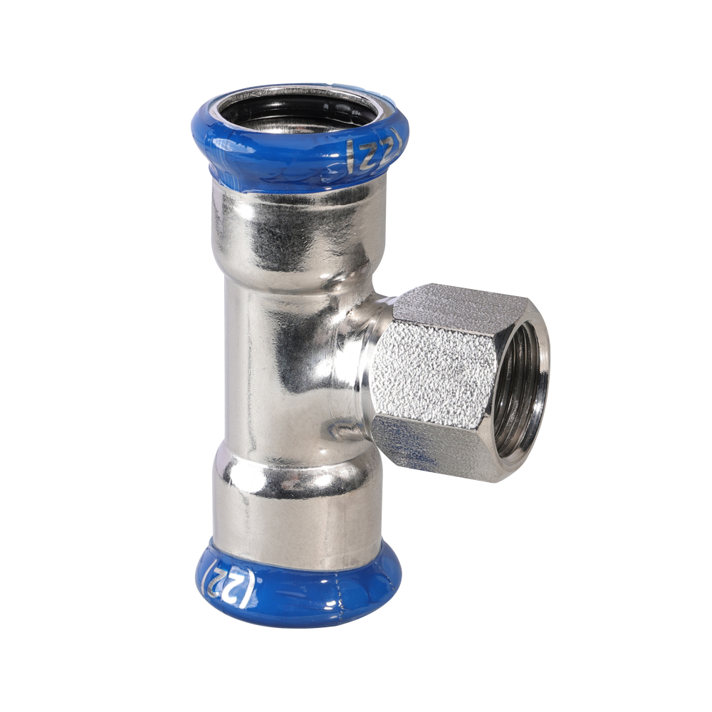 Kpress M type 316L Stainless Steel/1.4404 INOX Female Reducing Tee press fittings with LBP and plastic cover
