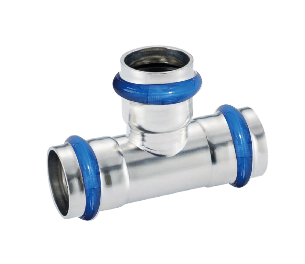Kpress V type 316L Stainless Steel/1.4404 INOX Equal Tee press fittings with LBP and plastic cover