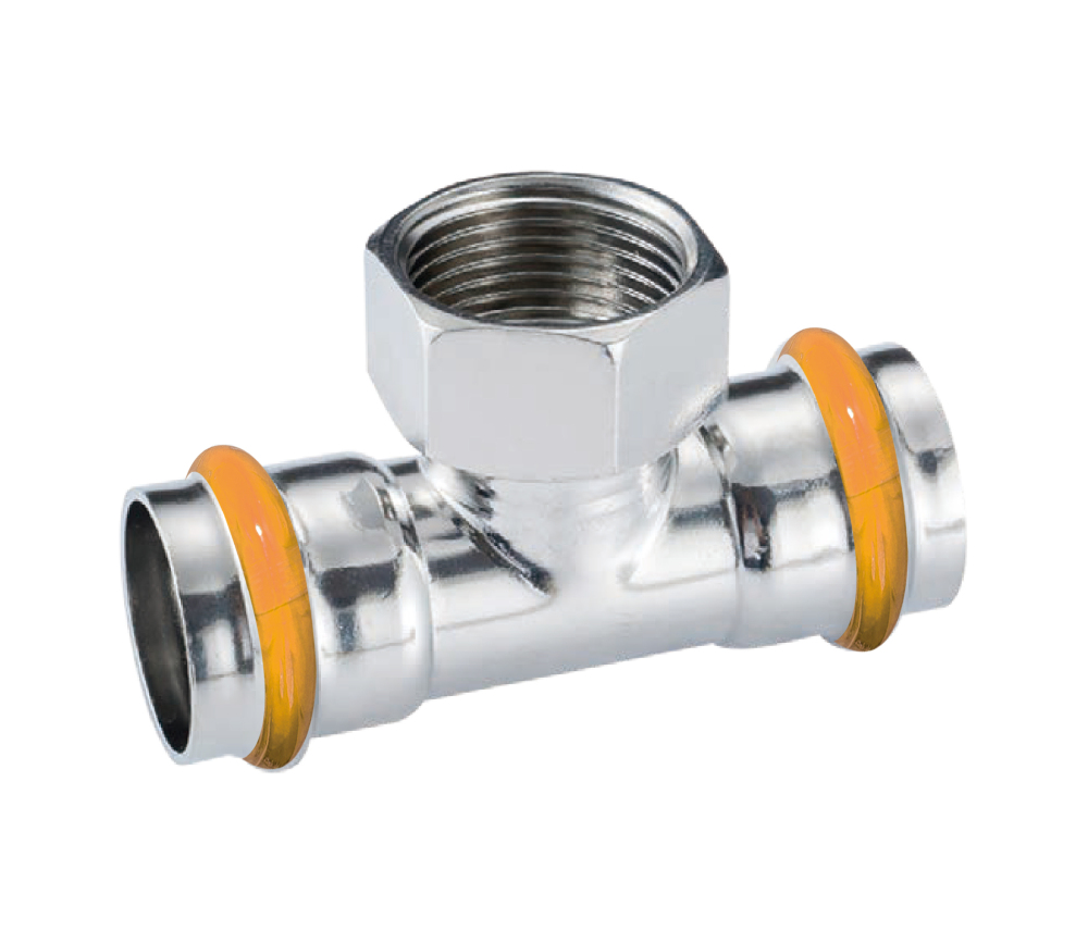 Kpress V type 304 Stainless Steel/1.4301 INOX Female Reducing Tee press fittings with LBP and plastic cover