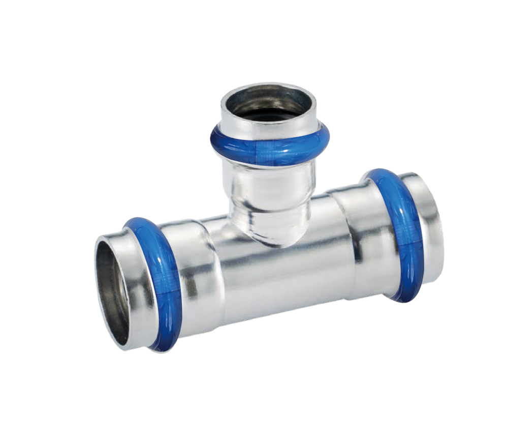 Kpress V type 316L Stainless Steel/1.4404 INOX Reducing Tee press fittings with LBP and plastic cover
