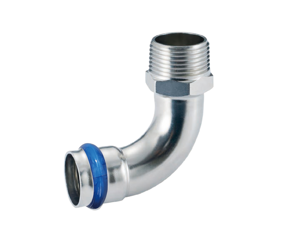 Kpress V type 316L Stainless Steel/1.4404 INOX Bend 90° Male press fittings with LBP and plastic cover