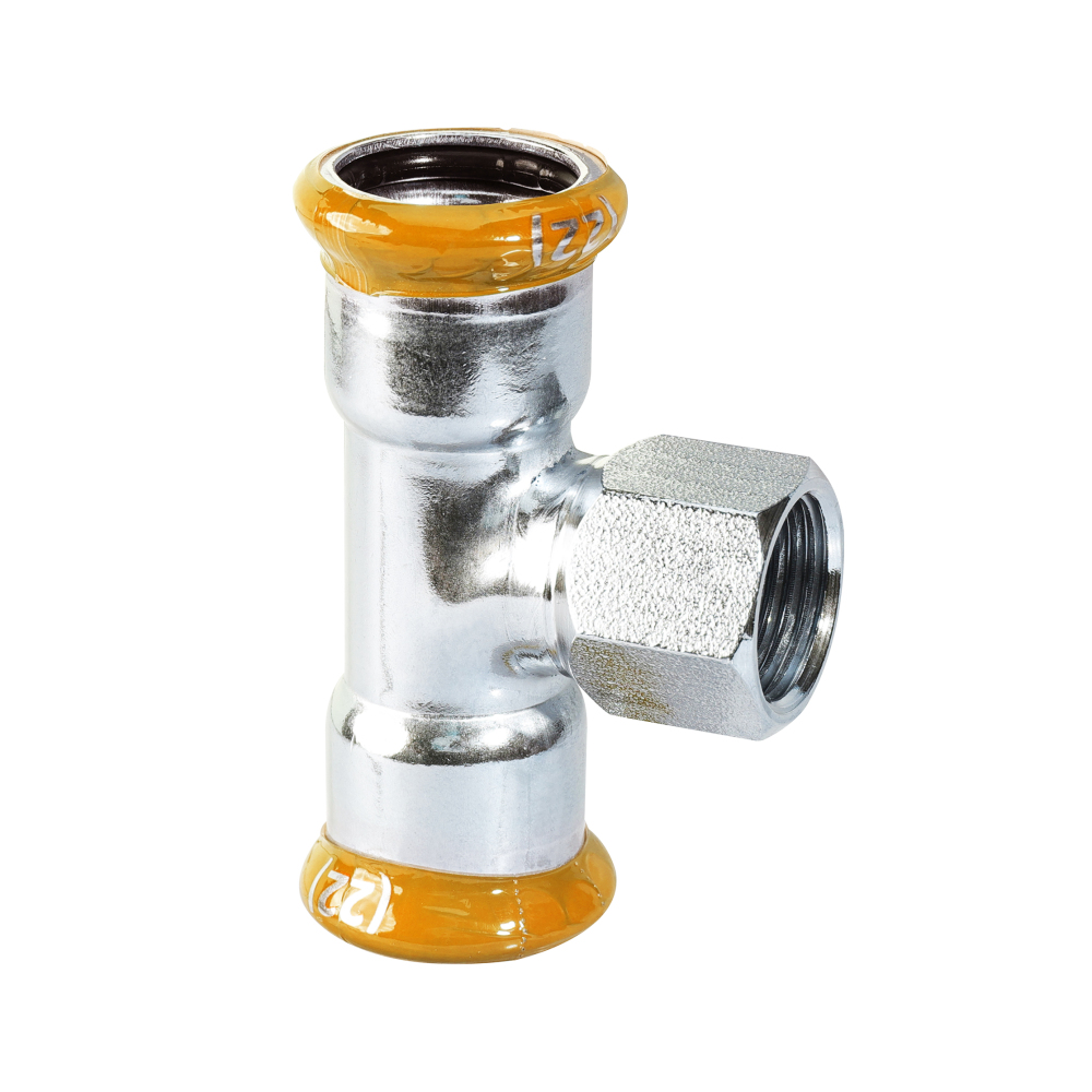 Kpress M type 304 Stainless Steel/1.4301 INOX Female Reducing Tee press fittings with LBP and plastic cover