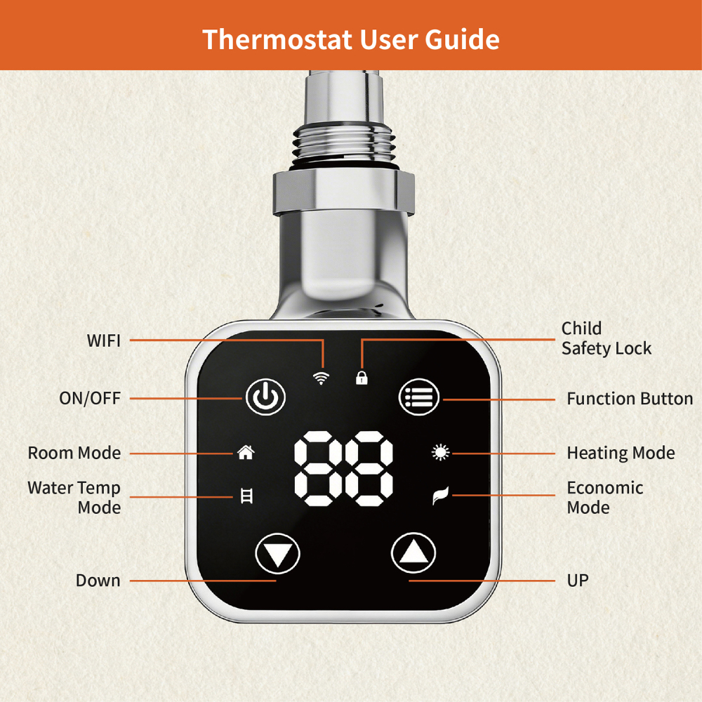 Electric Towel Warmer Elements for Bathroom with WIFI Connection (Square)