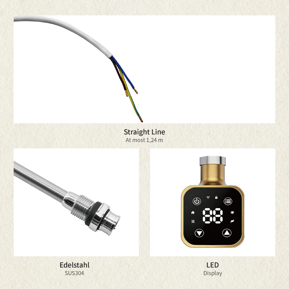 Electric Towel Warmer Elements for Bathroom with WIFI Connection (Square)
