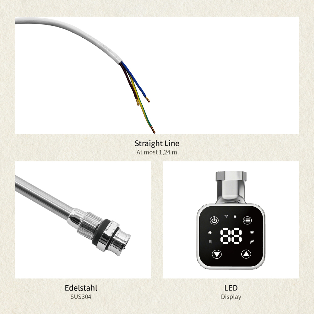 Electric Towel Warmer Elements for Bathroom with WIFI Connection (Square)