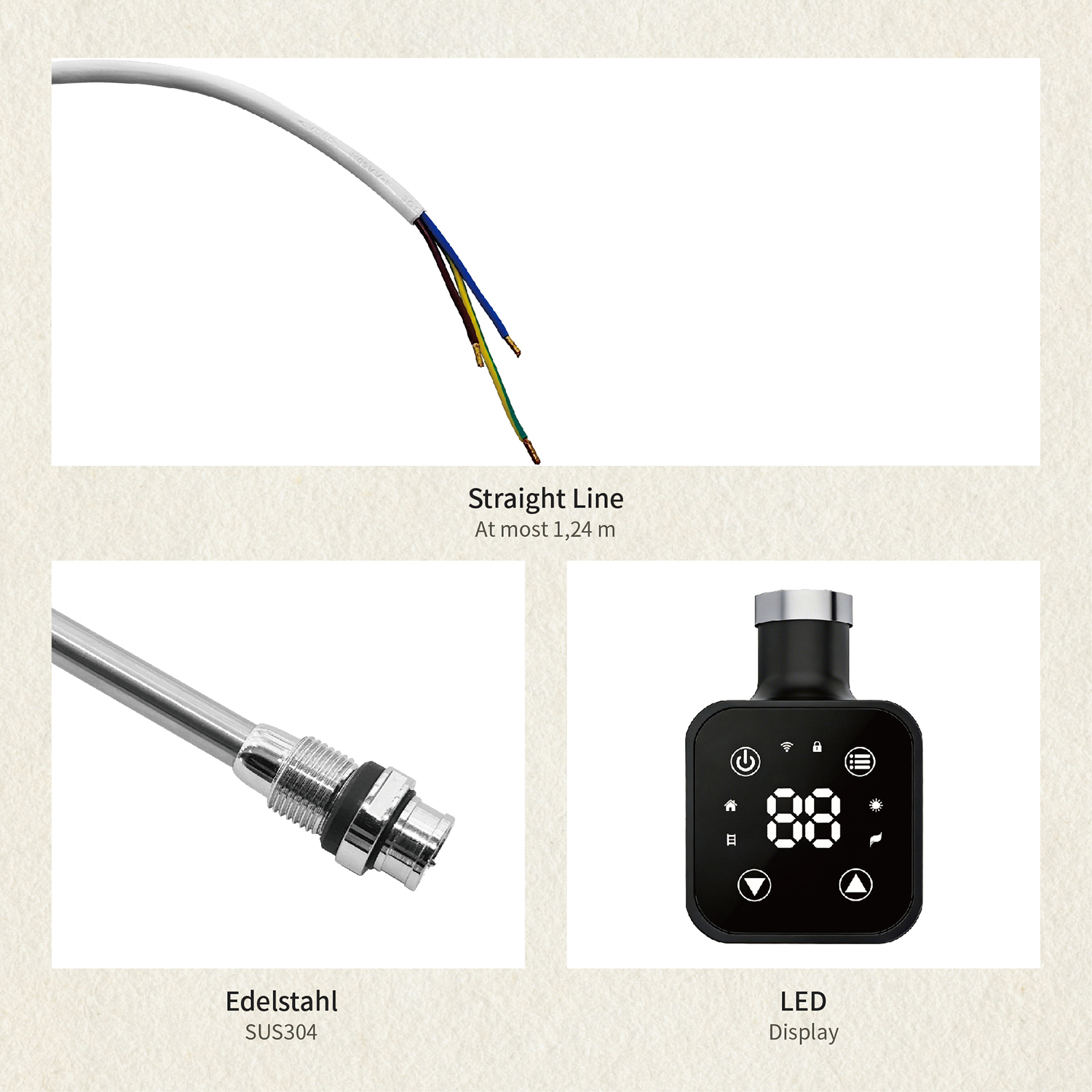 Electric Towel Warmer Elements for Bathroom with WIFI Connection