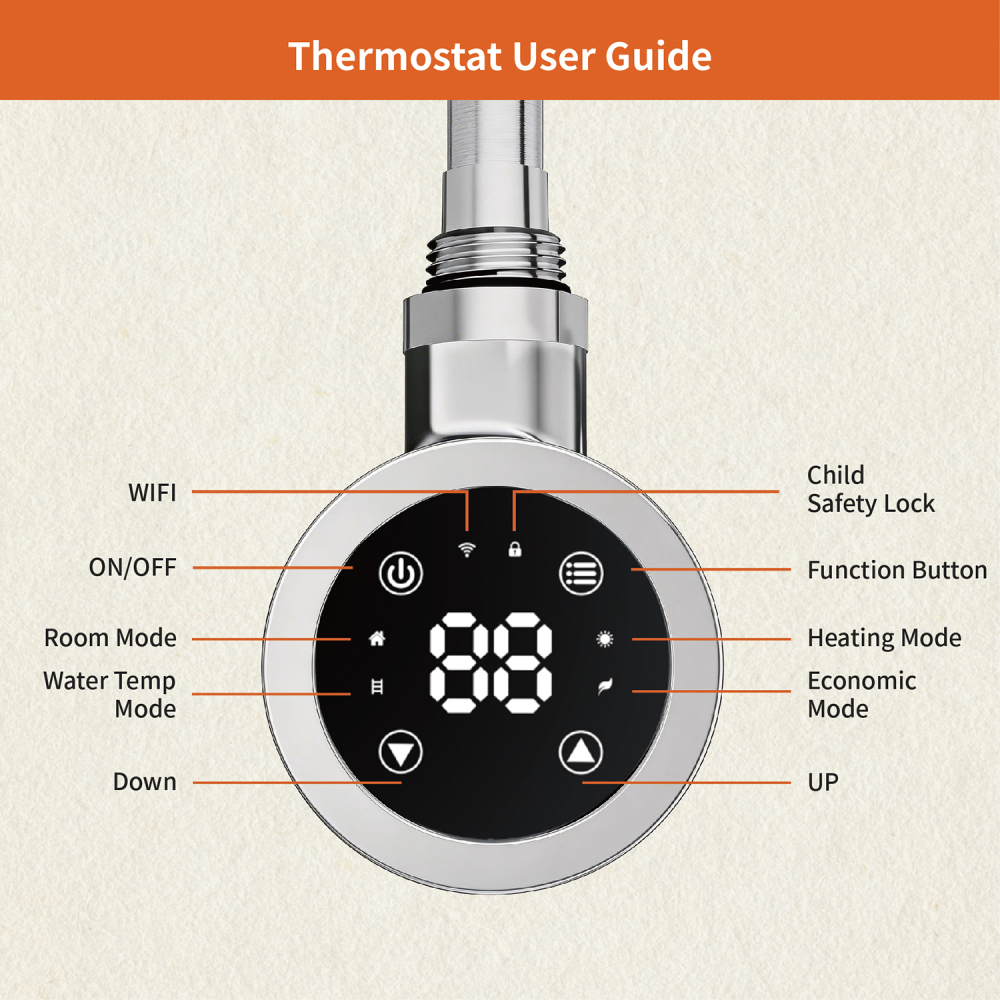 Electric Towel Warmer Elements for Bathroom with WIFI Connection (Round)