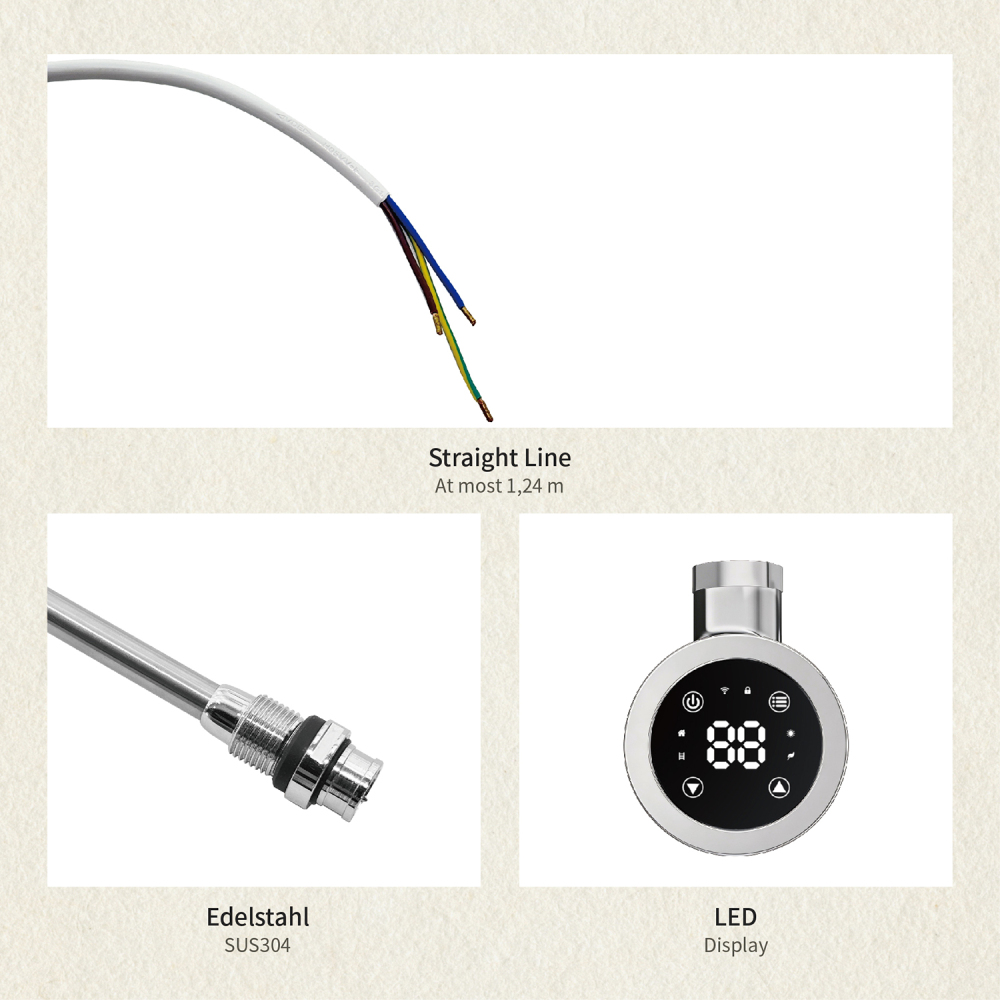 Electric Towel Warmer Elements for Bathroom with WIFI Connection (Round)