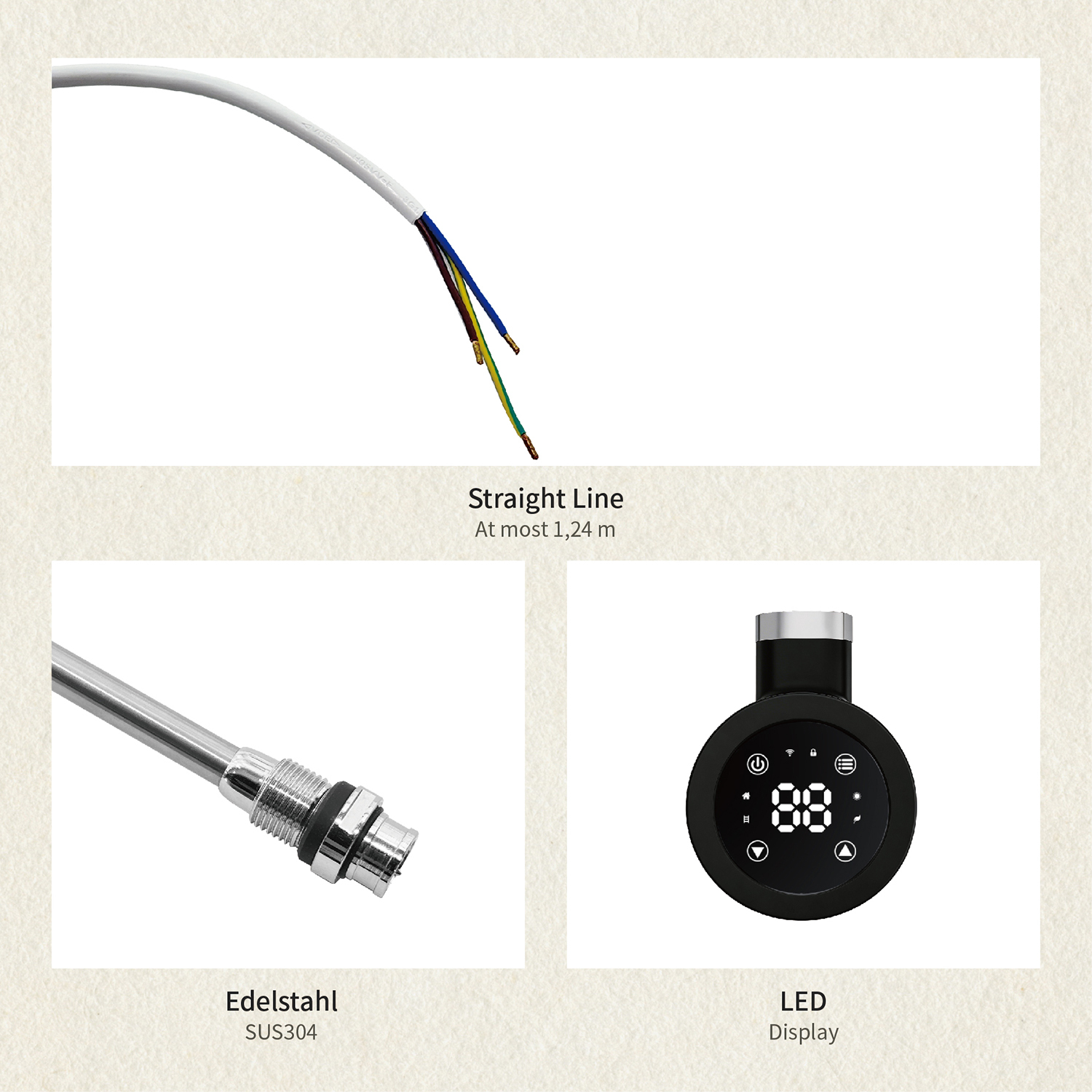 Electric Towel Warmer Elements for Bathroom with WIFI Connection (Round)