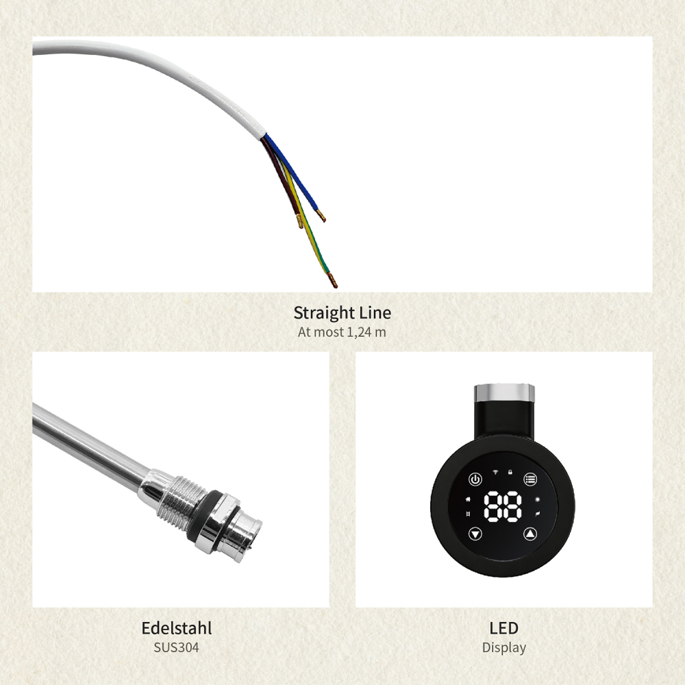 Electric Towel Warmer Elements for Bathroom with WIFI Connection (Round)