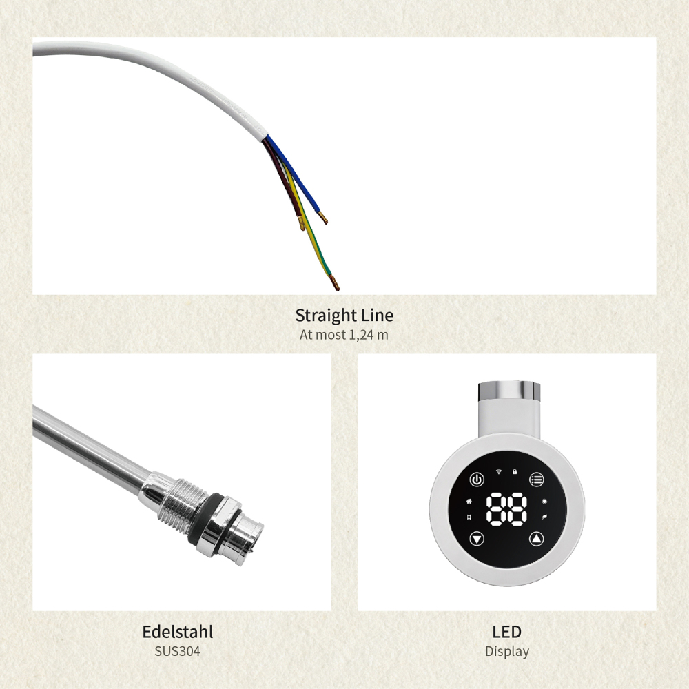 Electric Towel Warmer Elements for Bathroom with WIFI Connection (Round)