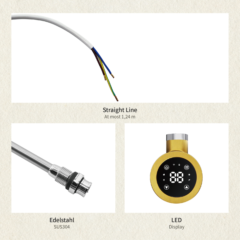 Electric Towel Warmer Elements for Bathroom with WIFI Connection (Round)