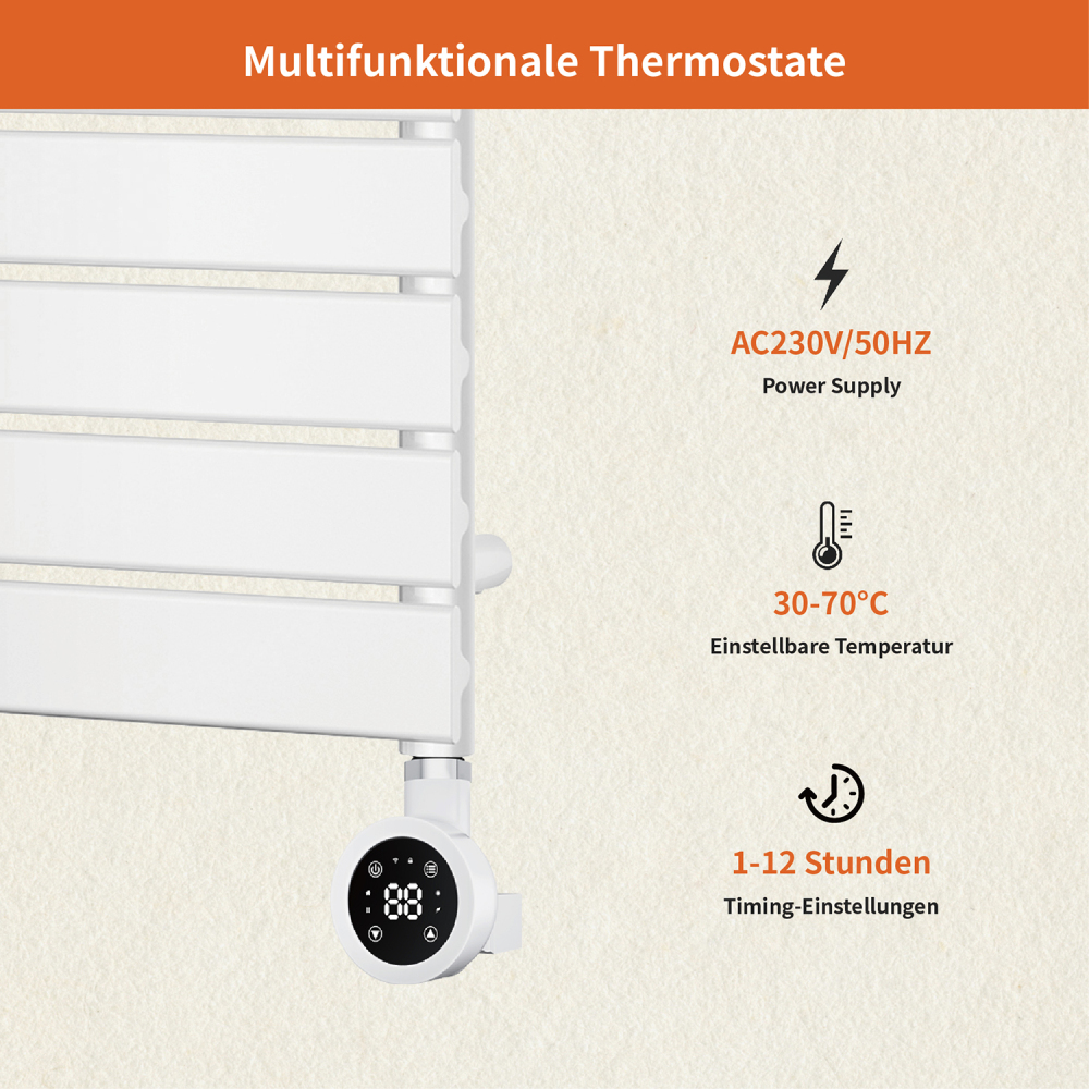 Electric Towel Warmer Elements for Bathroom with WIFI Connection (Round)