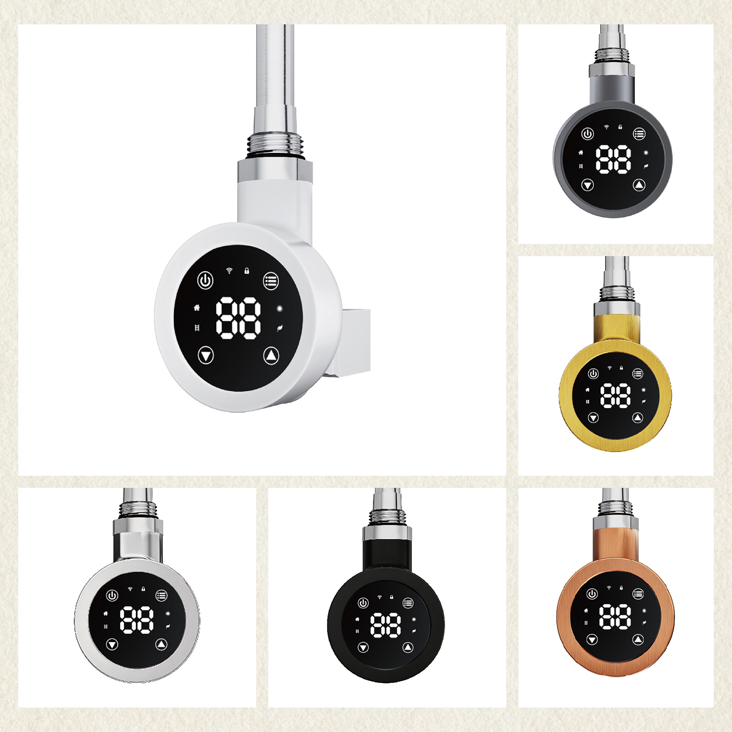 Electric Towel Warmer Elements for Bathroom with WIFI Connection (Round)