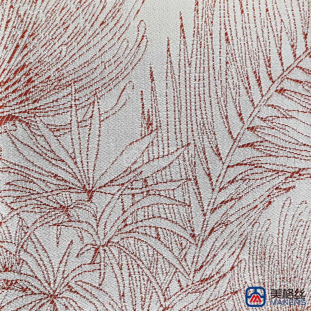 380gsm | Palm Tree | Red | Solution Dyed Acrylic Fabric for Cushion Cover