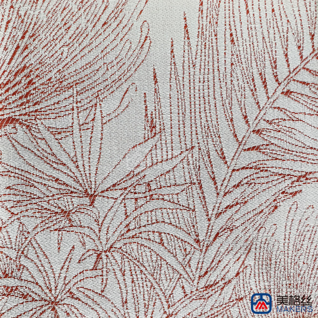 380gsm | Palm Tree | Red | Solution Dyed Acrylic Fabric for Cushion Cover