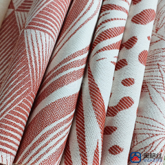 380gsm | Palm Leaf | Red | Solution Dyed Acrylic Fabric for Cushion Cover