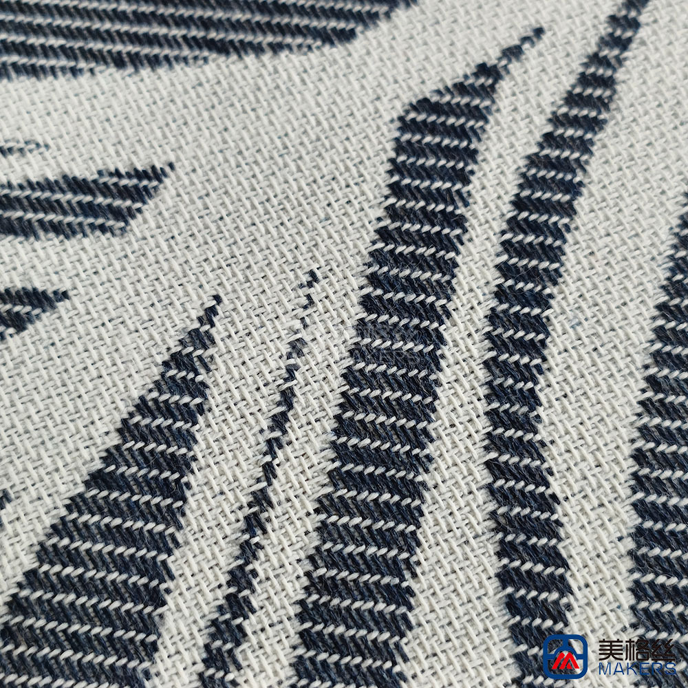 380gsm | Palm Leaf | Blue | Solution Dyed Acrylic Fabric