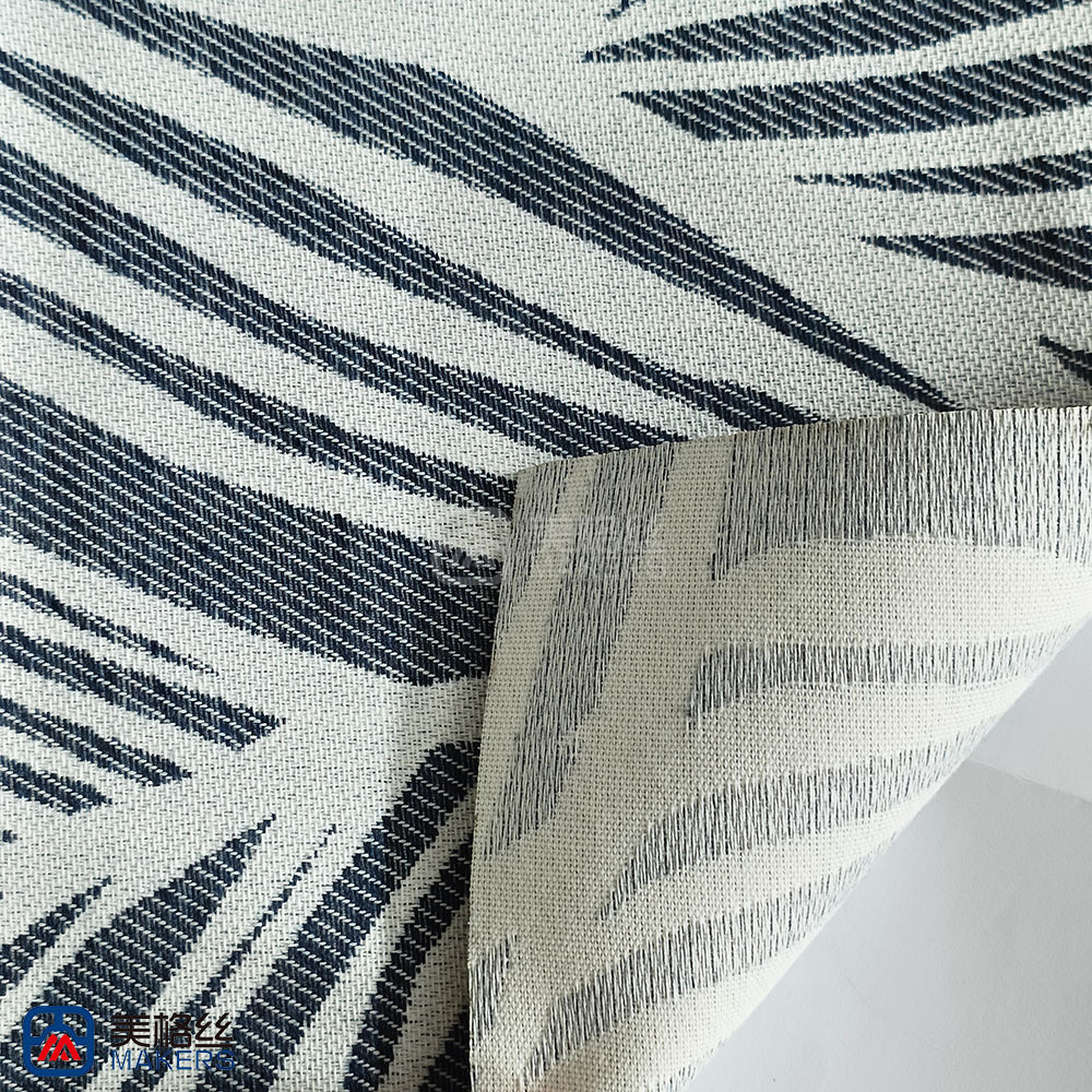 380gsm | Palm Leaf | Blue | Solution Dyed Acrylic Fabric
