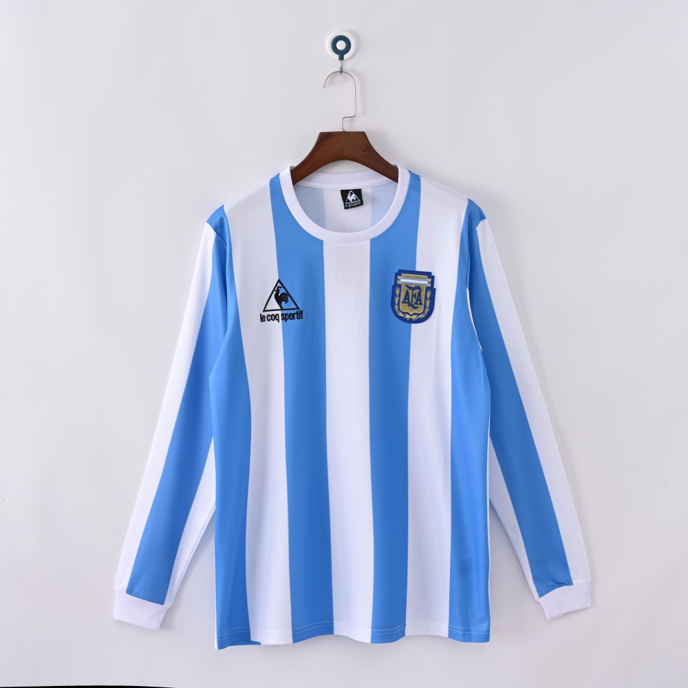 1986 World Cup Argentina Home Retro Jersey Long Sleeve