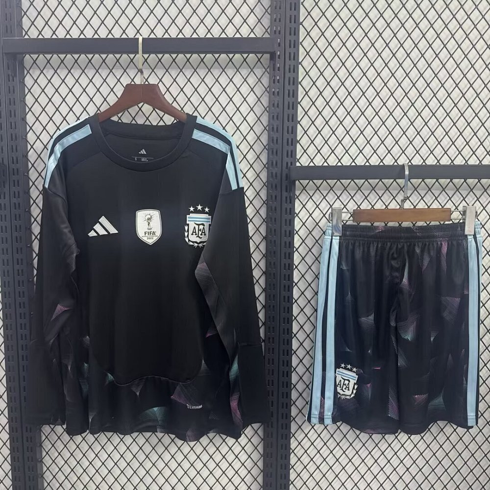 2026 World Cup Argentina Goalkeeper Kids Jersey Long Sleeve