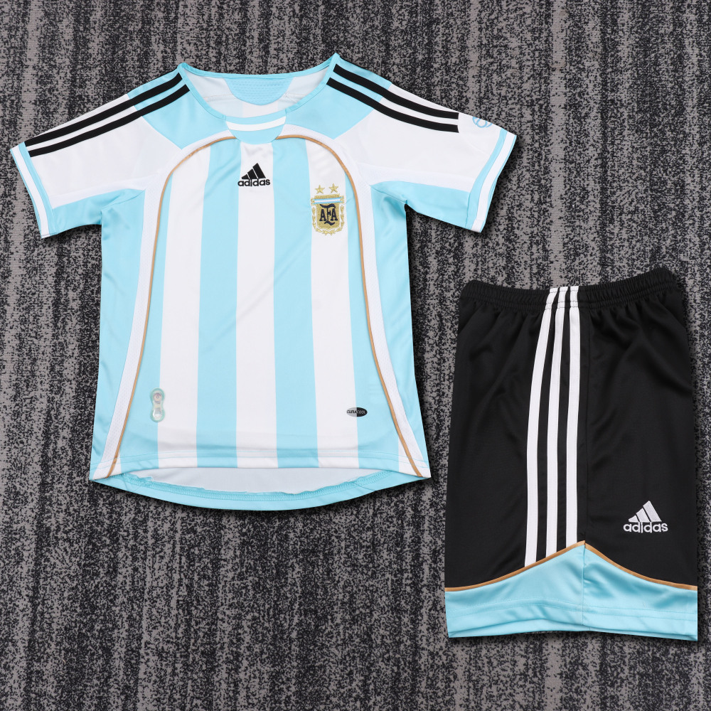 2006 World Cup Argentina Home Retro Kids Jersey