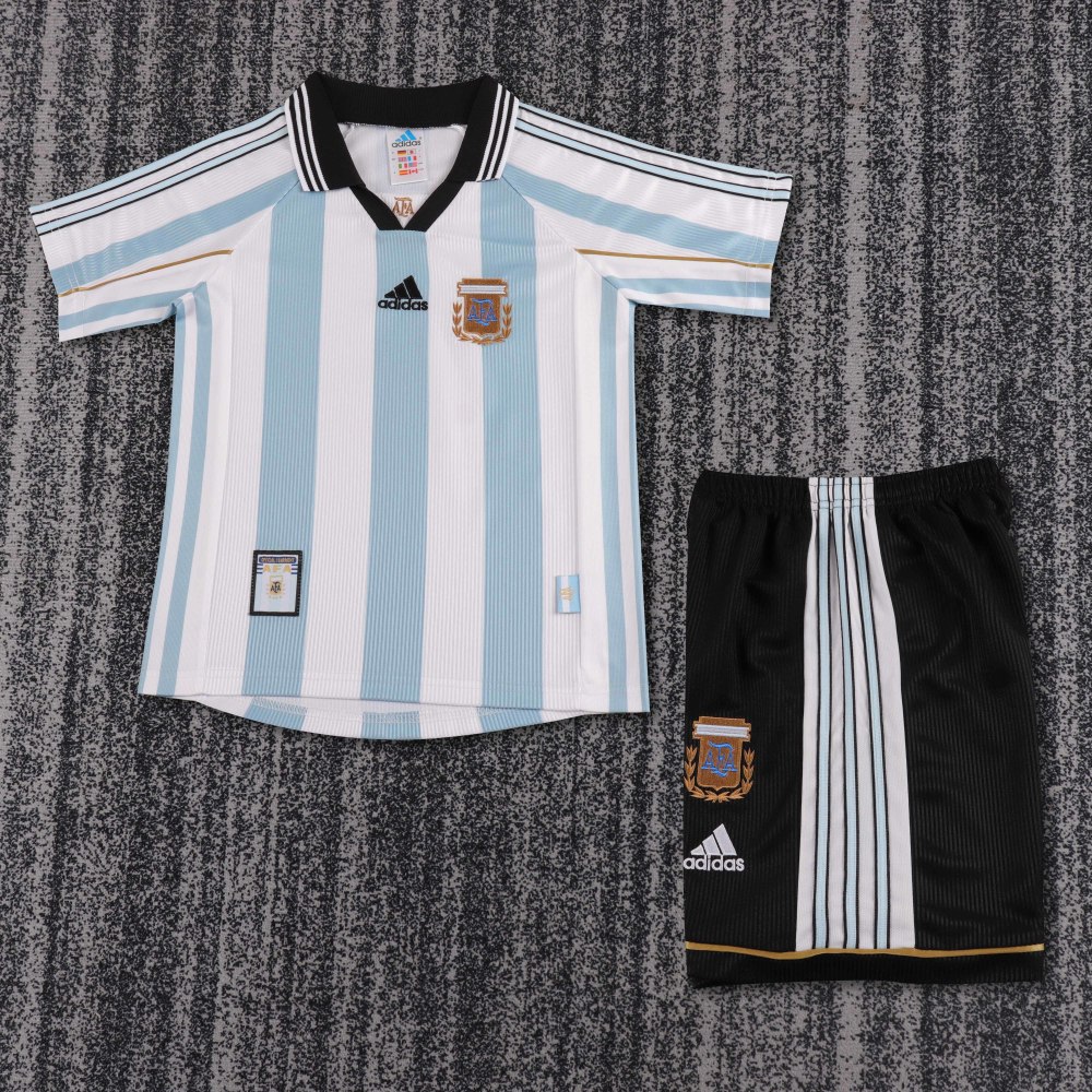 1998 World Cup Argentina Home Retro Kids Jersey