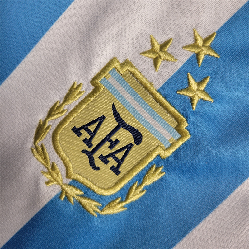 2022 World Cup Argentina 3-Star Home Retro Kids Jersey