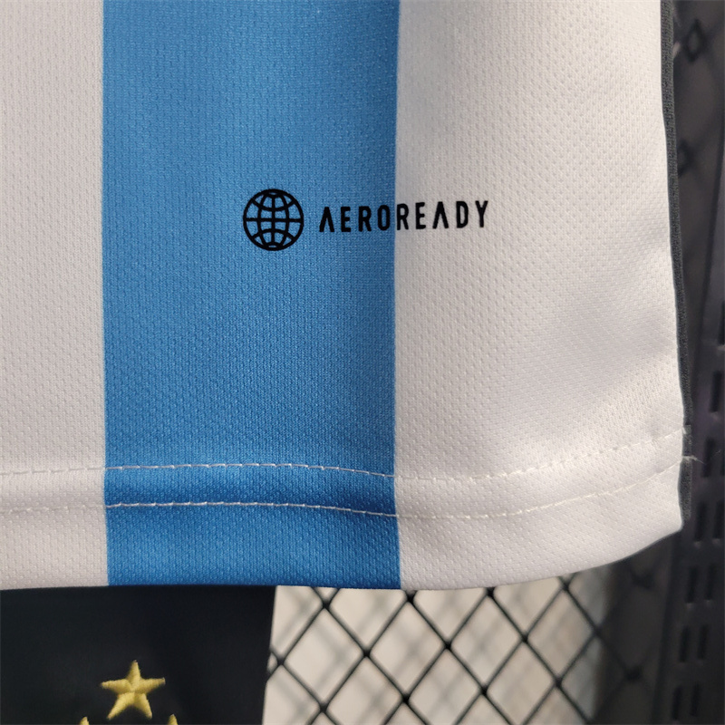 2022 World Cup Argentina 3-Star Home Retro Kids Jersey