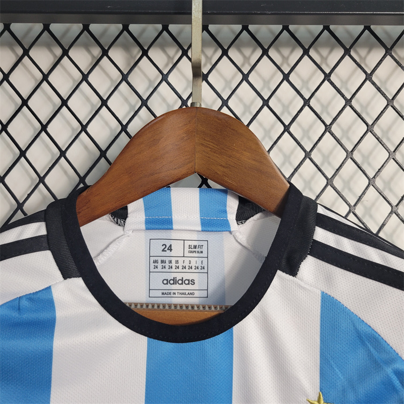 2022 World Cup Argentina 3-Star Home Retro Kids Jersey