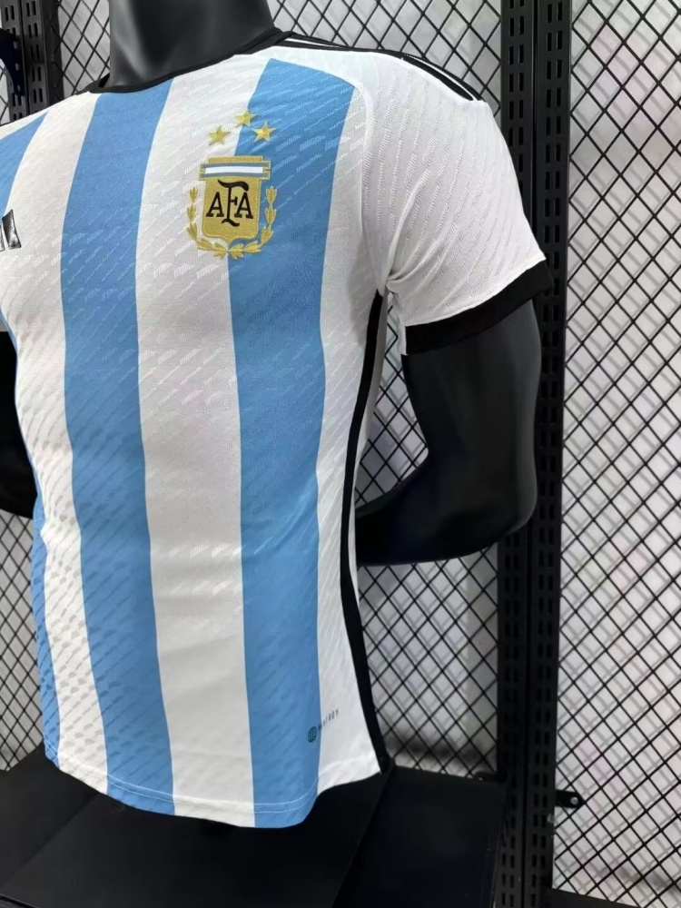 2022 World Cup Argentina Home 3-Star Retro Jersey Player Version