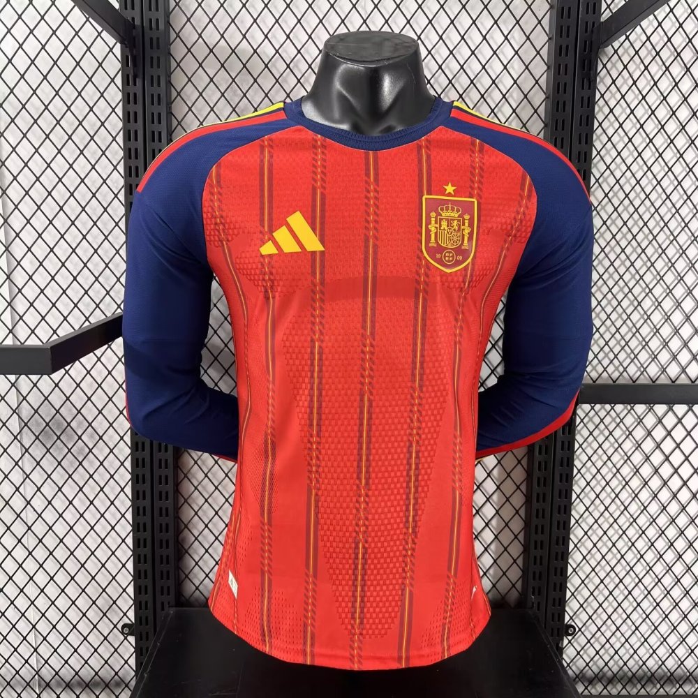2026 World Cup Spain Home Jersey Player Version Long Sleeve