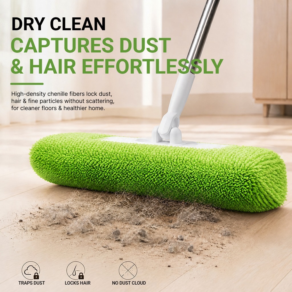 PMOP PREMIUM Electrostatic Dust Removal Mop for Floor Cleaning with Wet Dry Reusable Microfiber Pad