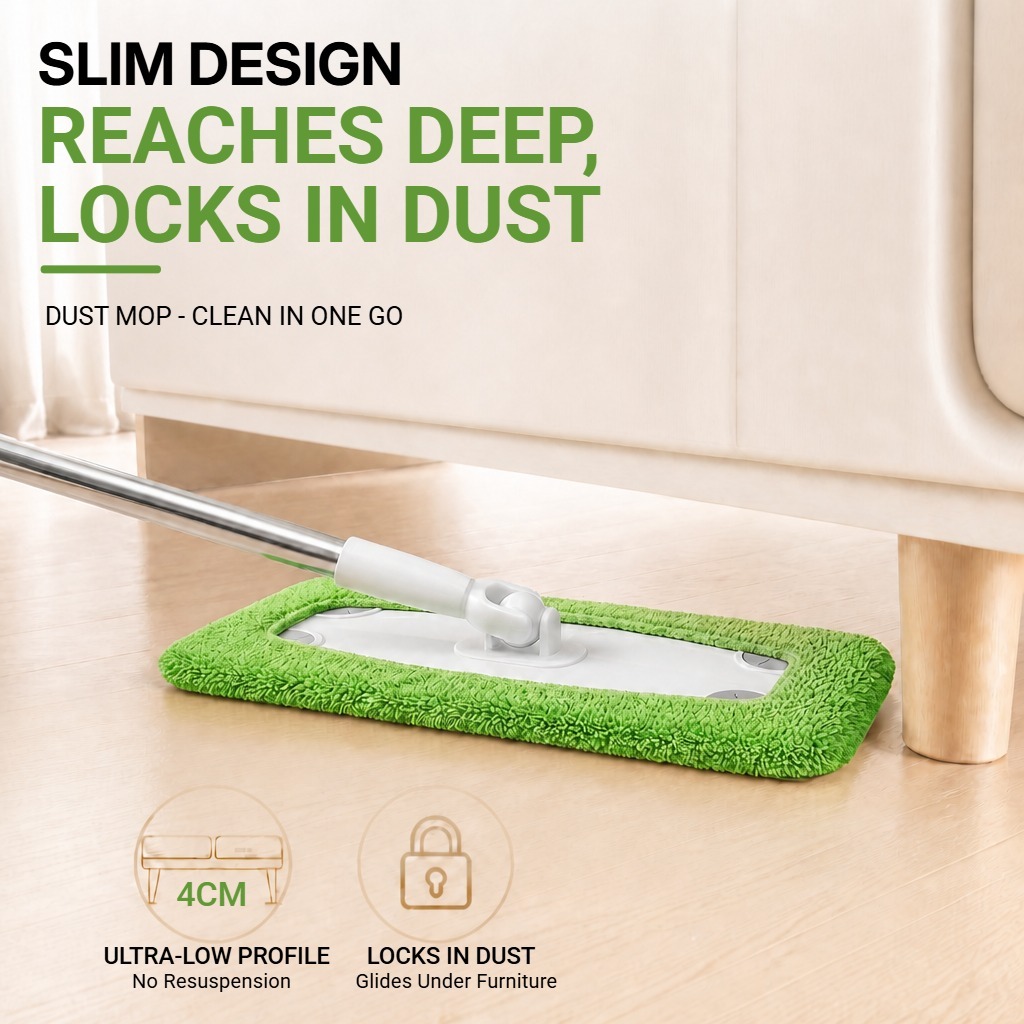 PMOP PREMIUM Electrostatic Dust Removal Mop for Floor Cleaning with Wet Dry Reusable Microfiber Pad