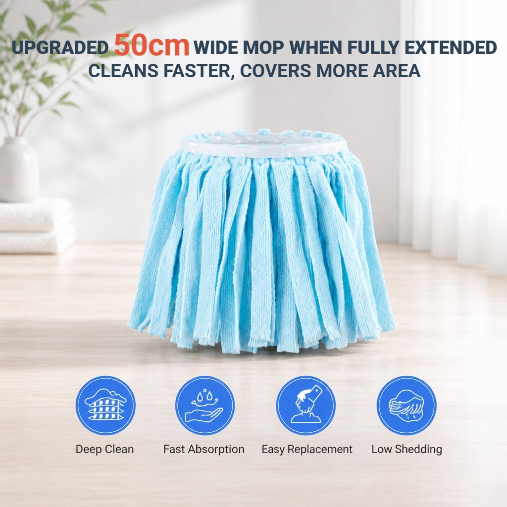 PMOP PREMIUM Mop With Spinner with 2 Wheel Smooth Glide and Cleaner Bottle Deep Clean Mop for Floor