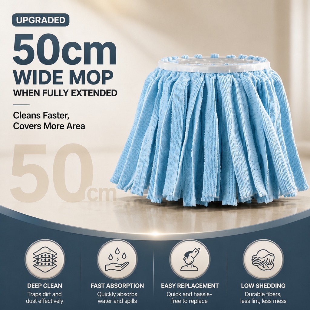 PMOP PREMIUM Spin Mop with Self Rotating Head and Absorbent Towel Cloth Labor-Saving Mop for Floor