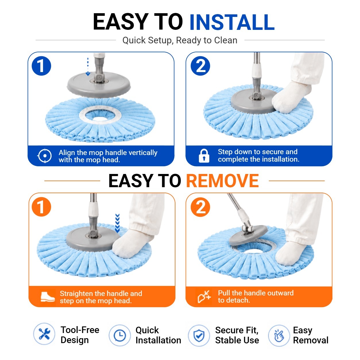PMOP PREMIUM Super Absorbent Towel Mop Head Replacement Refill for Spin Mop