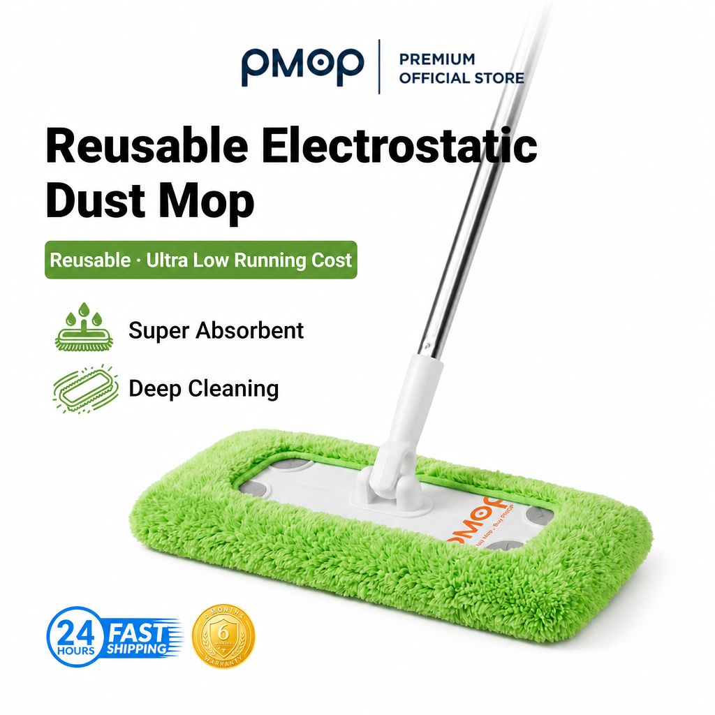 PMOP PREMIUM Electrostatic Dust Removal Mop for Floor Cleaning with Wet Dry Reusable Microfiber Pad