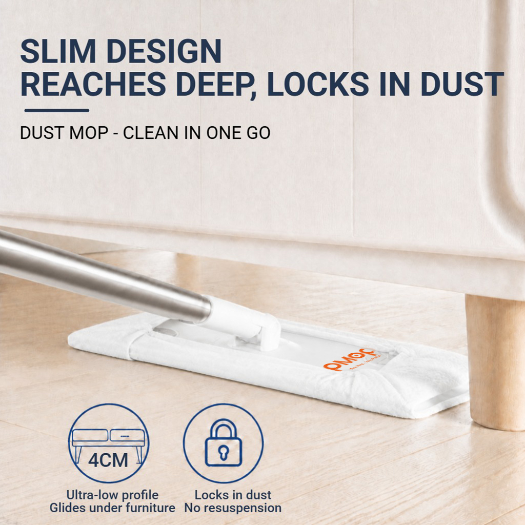 PMOP PREMIUM Disposable Electrostatic Dust Removal Lazy Flat Mop with Wet Dry Paper Wipes FloorClean
