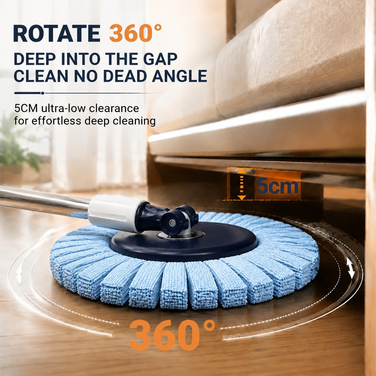 PMOP PREMIUM Spin Mop Handle Replacement for Floor Thick Stainless Steel Extendable Hydraulic Pole