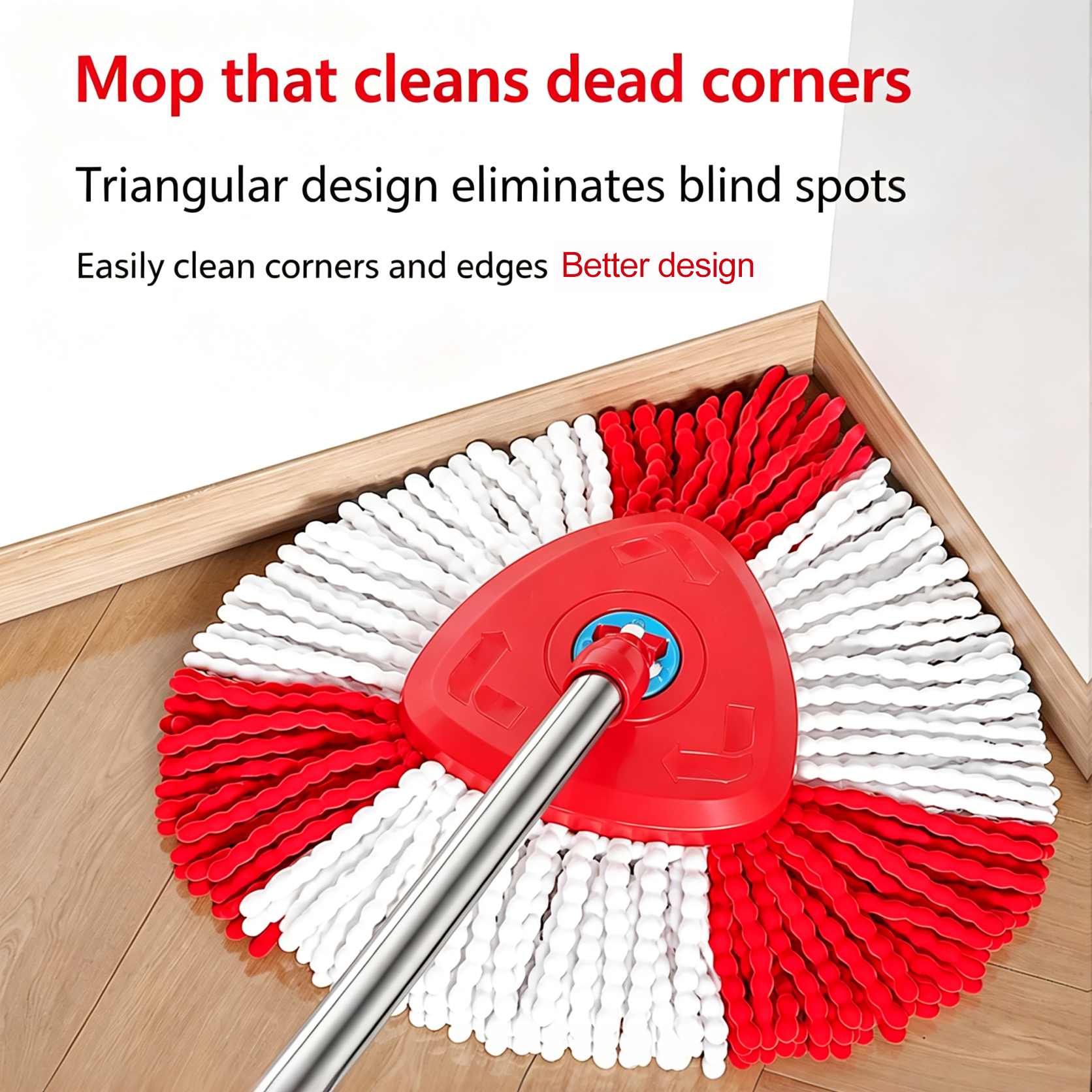 PMOP PREMIUM Foot Pedal Spin-Dry Tornado Mop with Triangle Mop Head for Floor Cleaning wet and dry