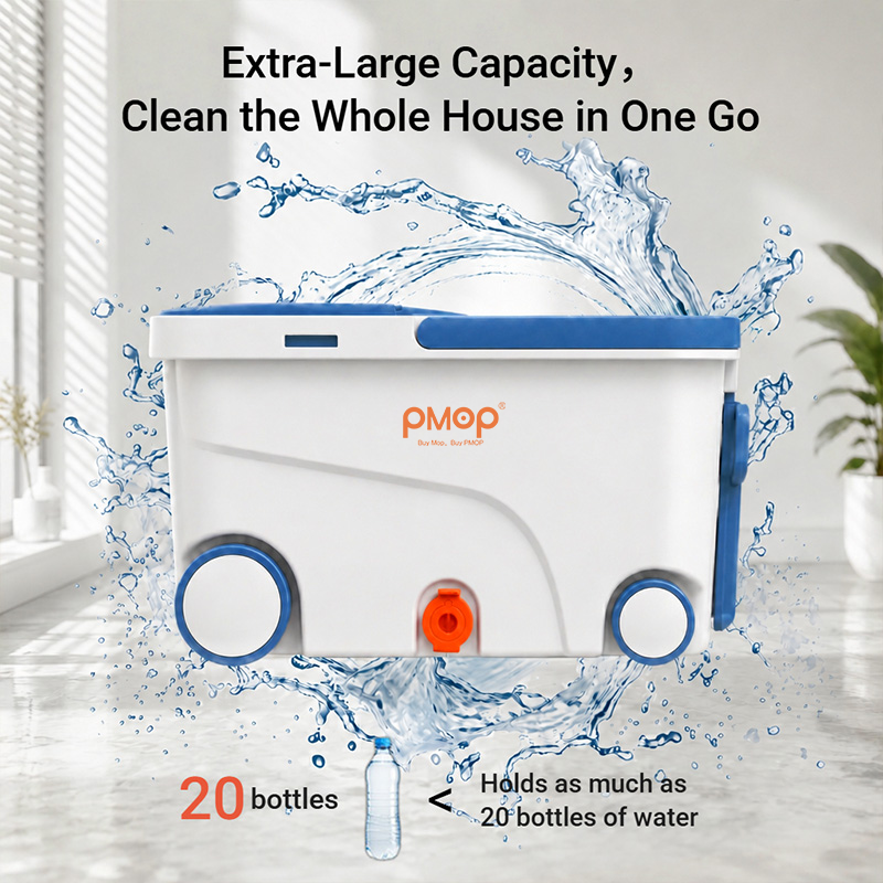 PMOP PREMIUM Mop with Spinner 4 Rolling Wheels and Foldable Handle Spin Mop for floor cleaning