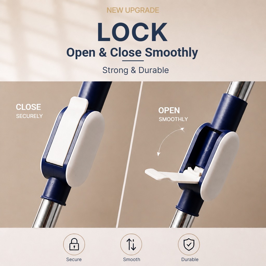 PMOP PREMIUM Spin Mop Handle Replacement for Floor Thick Stainless Steel Extendable Hydraulic Pole