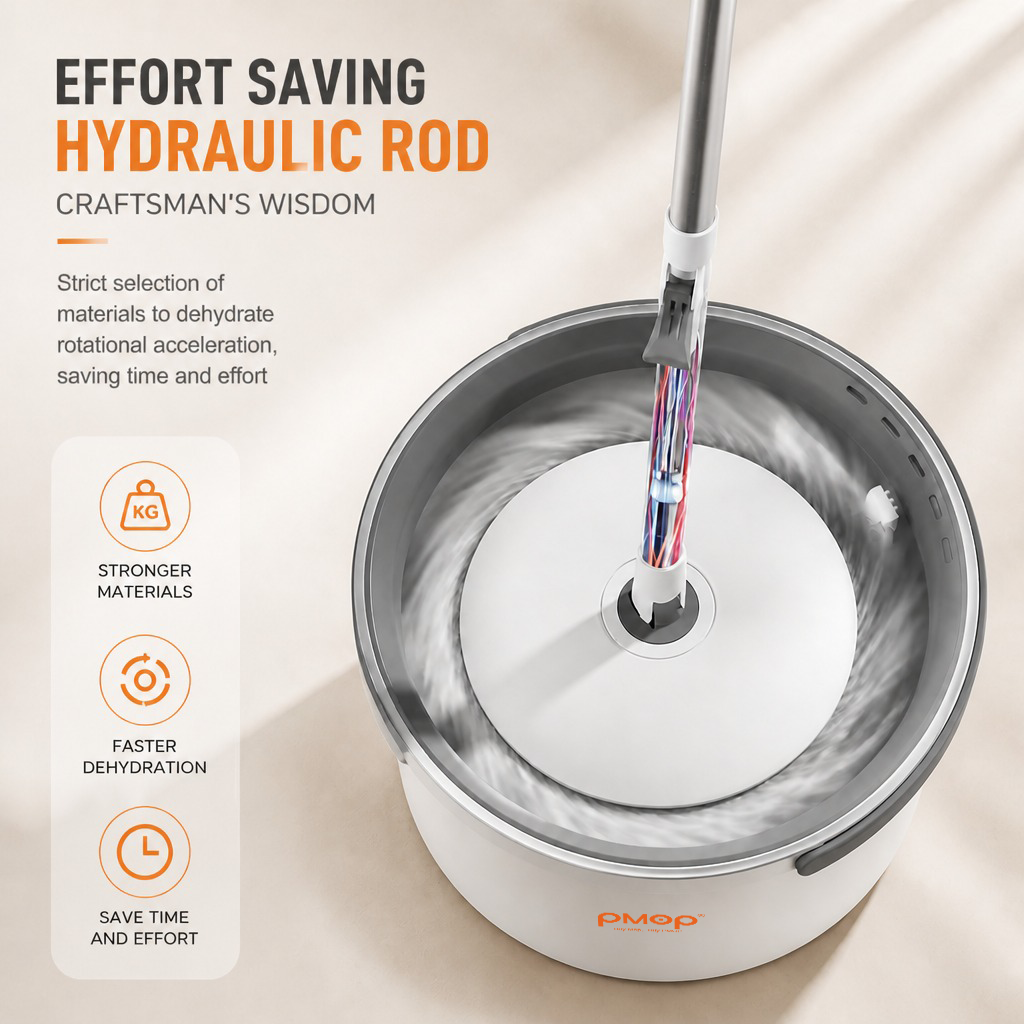PMOP PREMIUM Self Wash Spin Mop with 360 Spinner Clean and Dirty Water Separation Mop for Floor