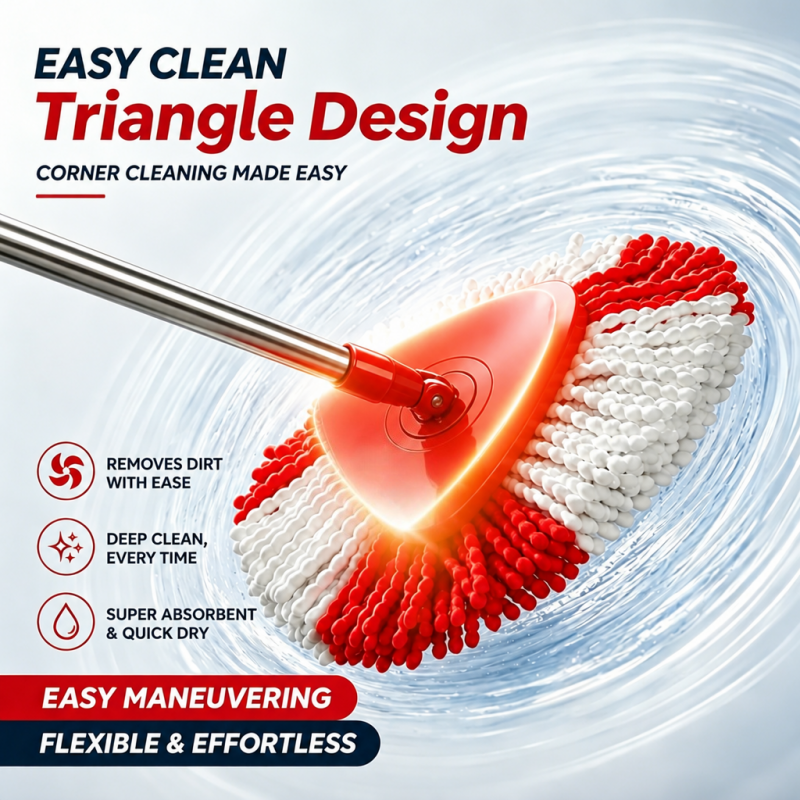 PMOP PREMIUM Foot Pedal Spin-Dry Tornado Mop with Triangle Mop Head for Floor Cleaning wet and dry