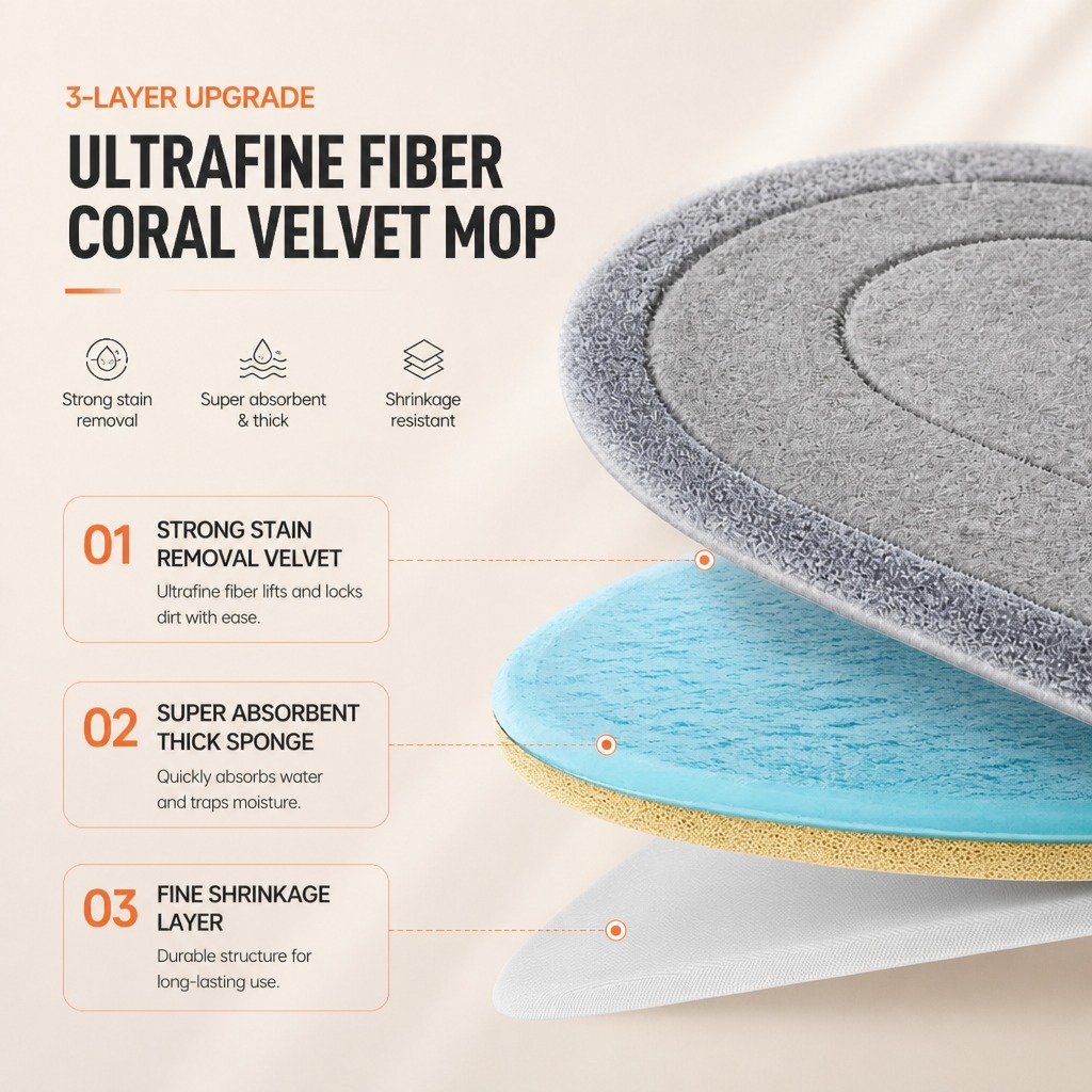 PMOP PREMIUM Self Wash Spin Mop with 360 Spinner Clean and Dirty Water Separation Mop for Floor