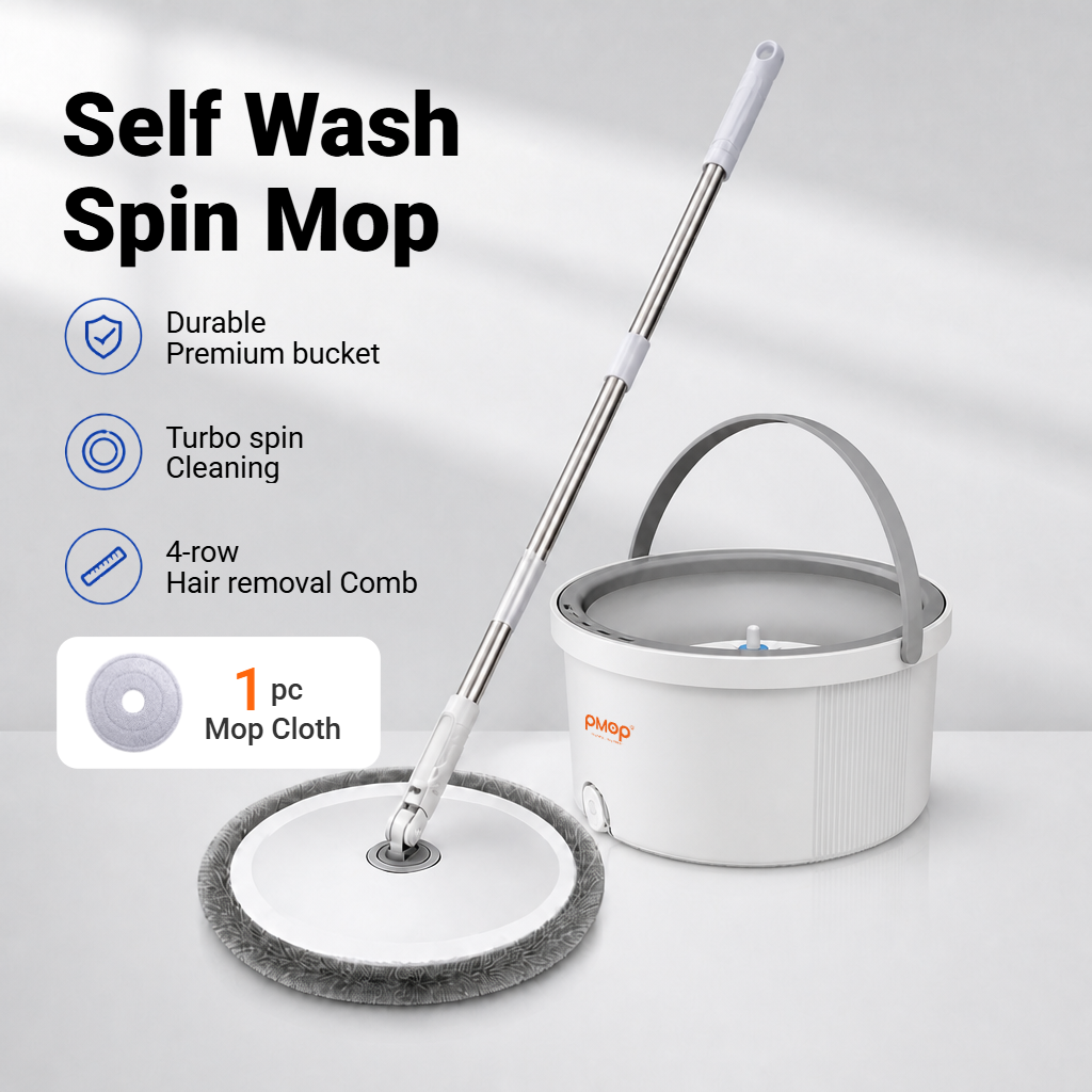 PMOP PREMIUM Self Wash Spin Mop with 360 Spinner Clean and Dirty Water Separation Mop for Floor