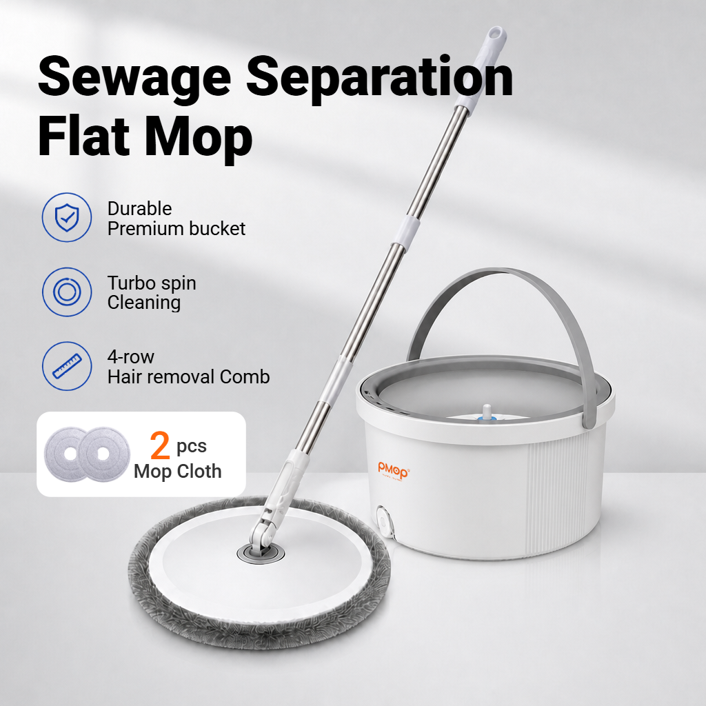 PMOP PREMIUM Self Wash Spin Mop with 360 Spinner Clean and Dirty Water Separation Mop for Floor