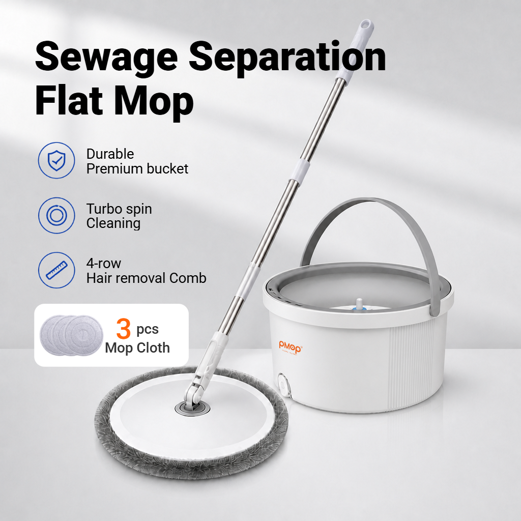 PMOP PREMIUM Self Wash Spin Mop with 360 Spinner Clean and Dirty Water Separation Mop for Floor
