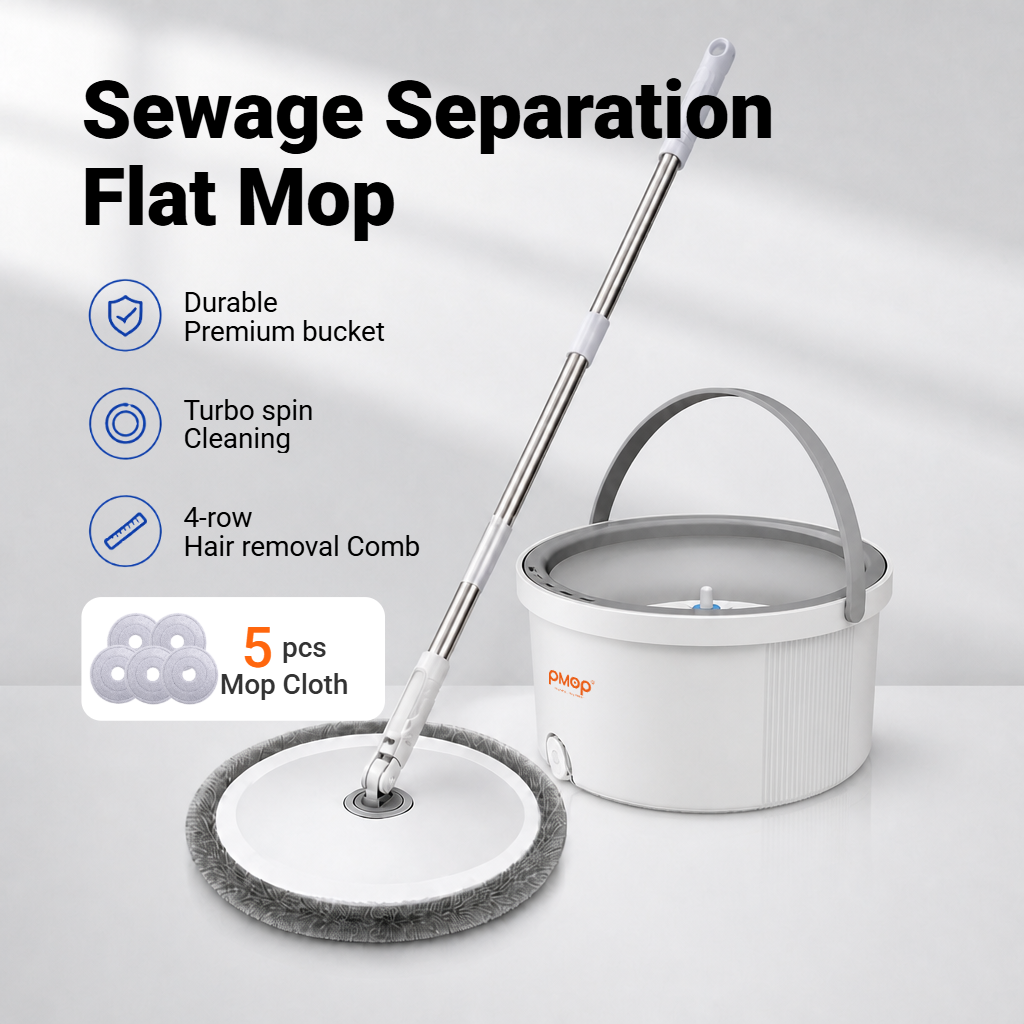 PMOP PREMIUM Self Wash Spin Mop with 360 Spinner Clean and Dirty Water Separation Mop for Floor